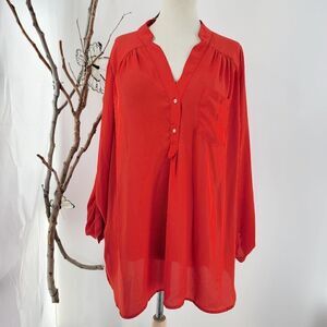 Mod cloth fervour pop over tunic coral red
